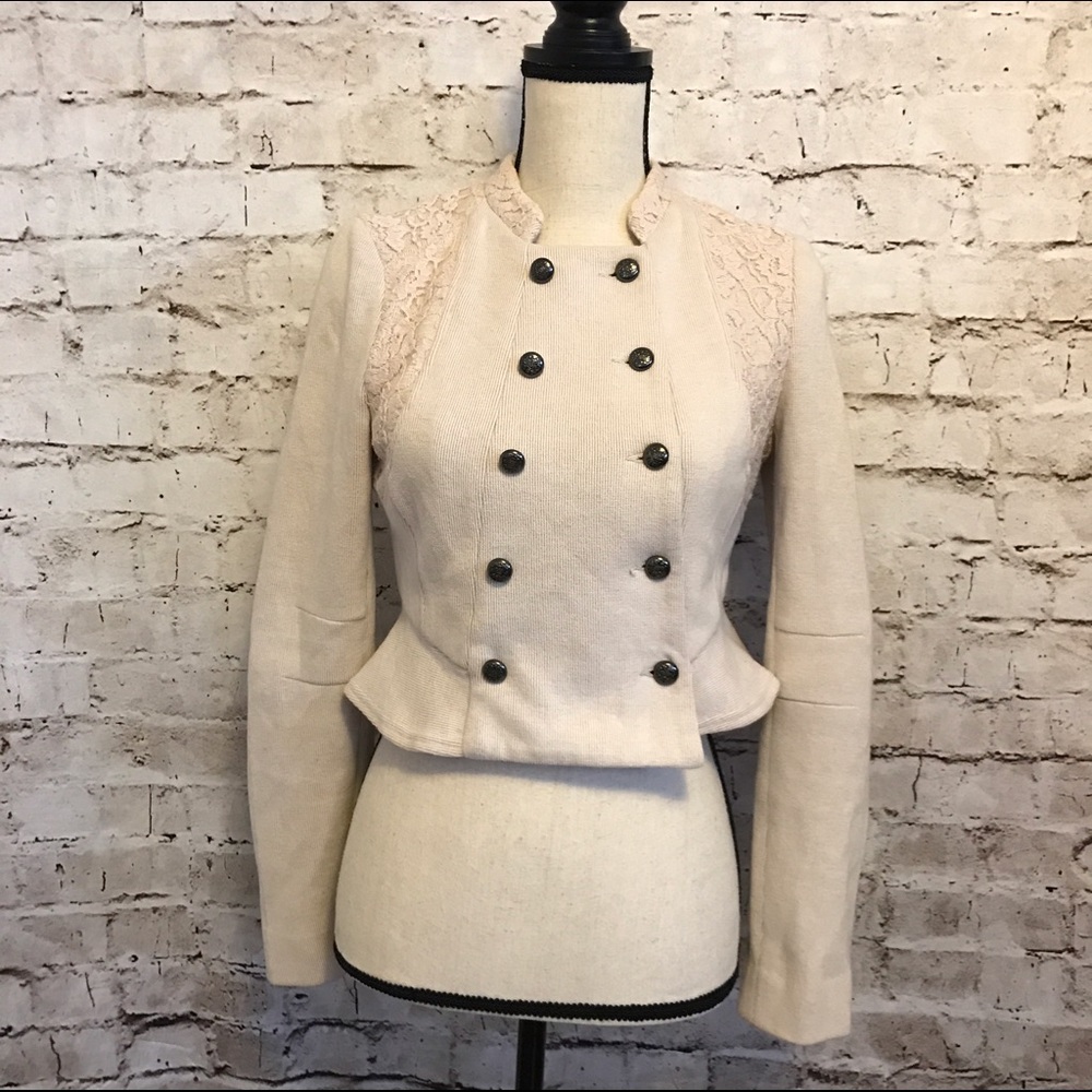 FP We THE FREE Military Jacket Blazer Cream Anthro